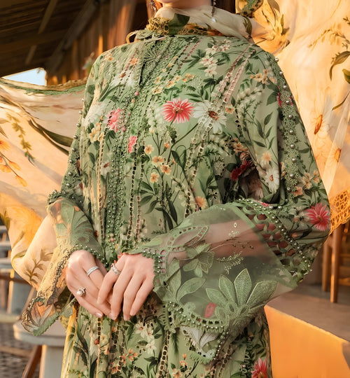 Maria-B PRINTED SHIRT EMBROIDERED FRONT PRINTED BACK & SLEEVES -UNSTICHED