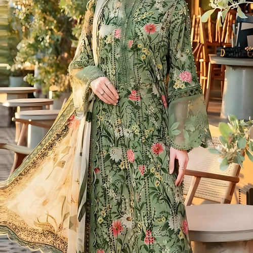 Maria-B PRINTED SHIRT EMBROIDERED FRONT PRINTED BACK & SLEEVES -UNSTICHED