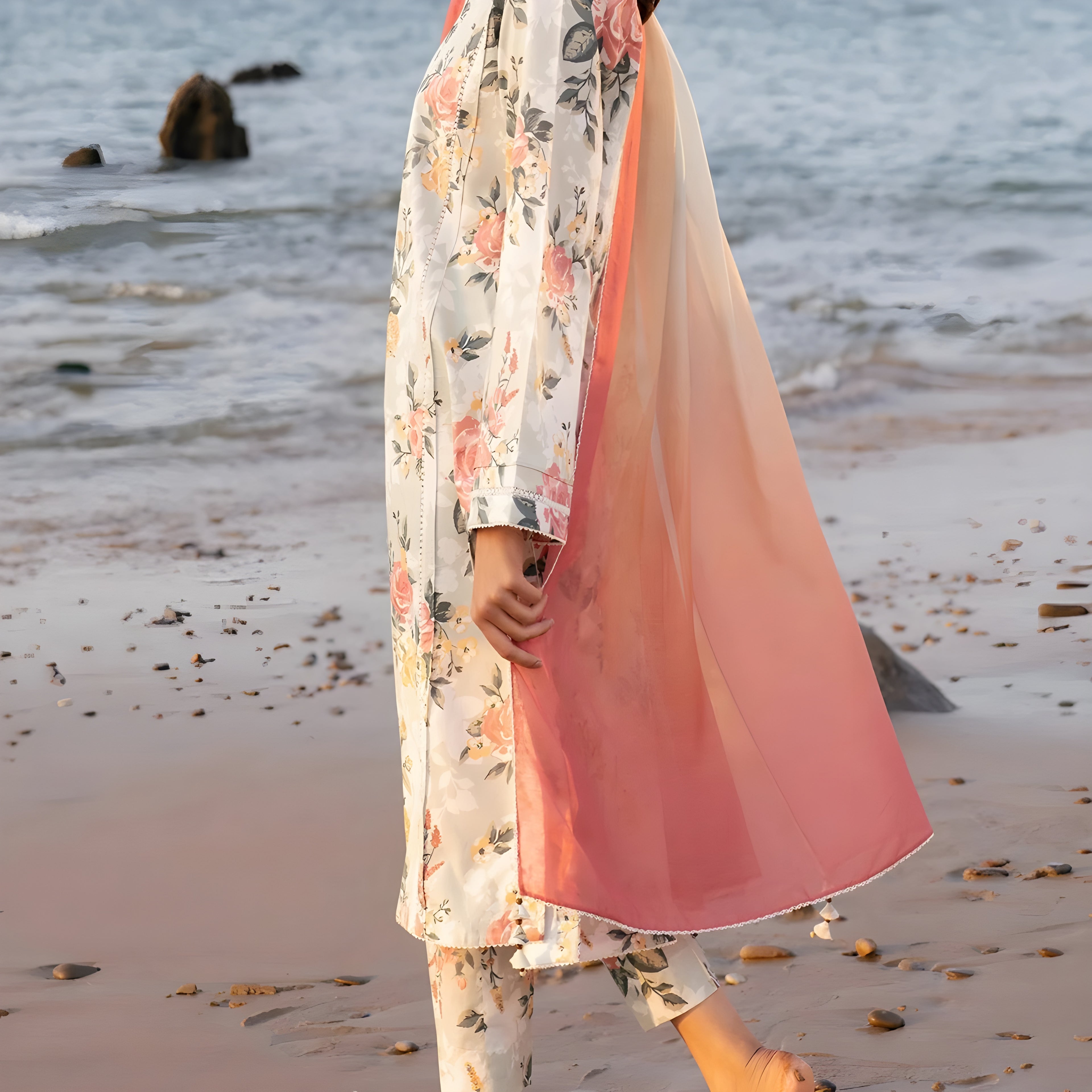 UNSTICHED SUMMER DIGITAL PRINTED LAWN SUIT