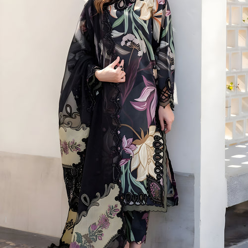 Digital Printed Lawn Embroidered Dress With Chiffon Embroidered Dupatta (Unstitched)