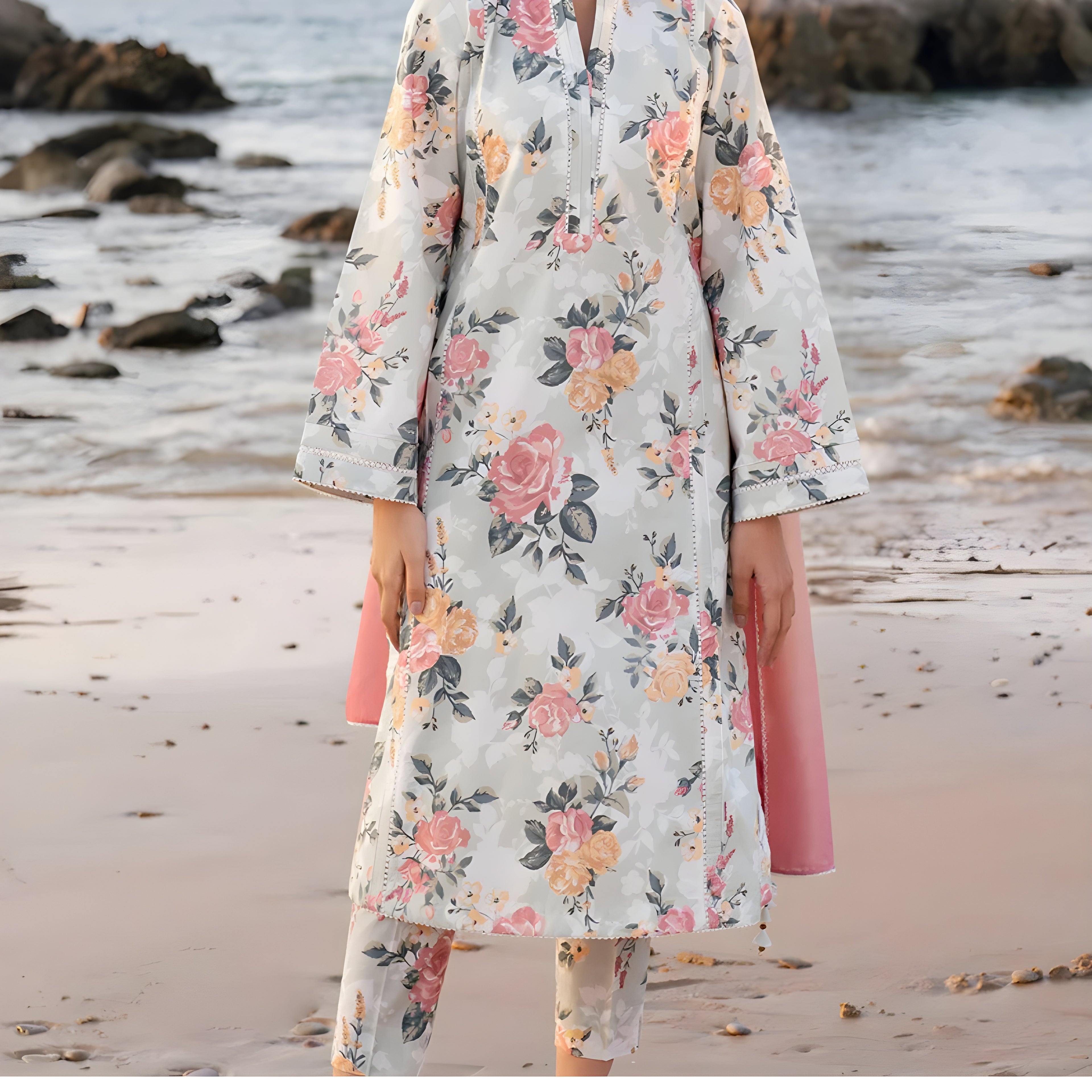 UNSTICHED SUMMER DIGITAL PRINTED LAWN SUIT